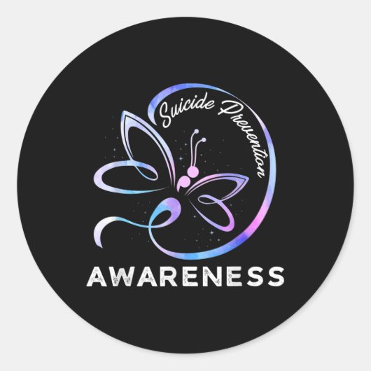 Dragonfly: zelfmoordpreventie Bewustmakingsroze en Ronde Sticker (Voorkant)