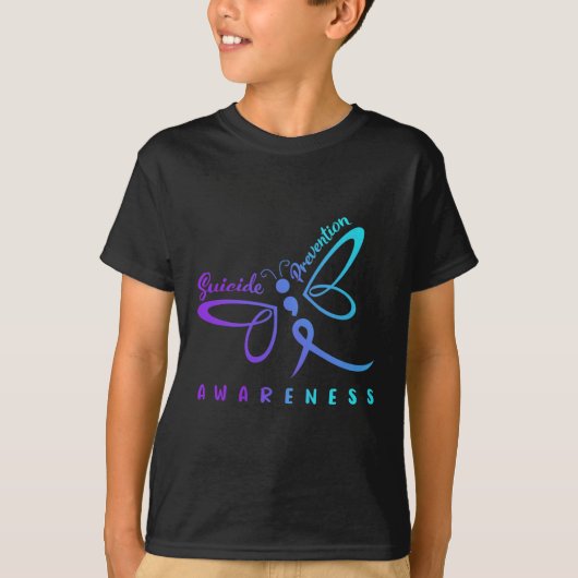 Dragonfly: zelfmoordpreventie Bewustmakingsroze en T-shirt (Voorkant)