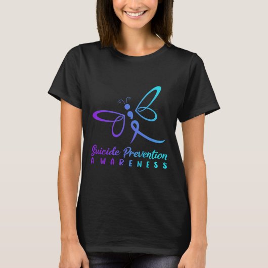 Dragonfly: zelfmoordpreventie Bewustmakingsroze en T-shirt (Voorkant)