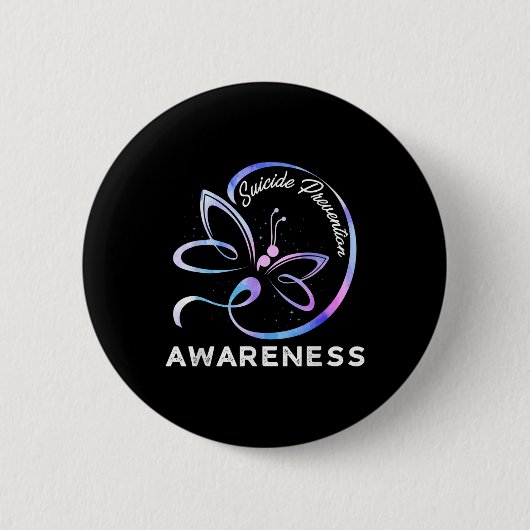 Dragonfly Zelfmoordpreventie Bewustzijn Roze En Te Ronde Button 5,7 Cm (Voorkant)
