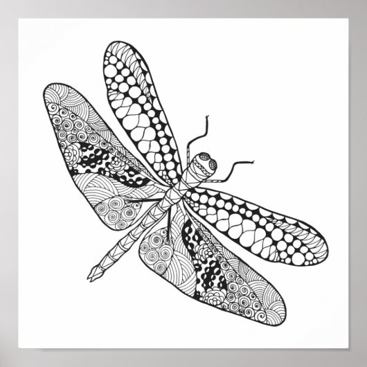 Dragonfly Zendoodle 2 Poster (Voorkant)