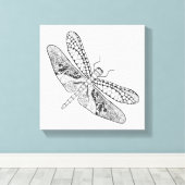 Dragonfly Zendoodle 6 Canvas Afdruk (Insitu (Houten vloer))