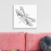 Dragonfly Zendoodle 6 Canvas Afdruk (Insitu (Woonkamer))