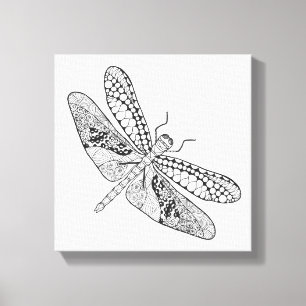 Dragonfly Zendoodle 6 Canvas Afdruk
