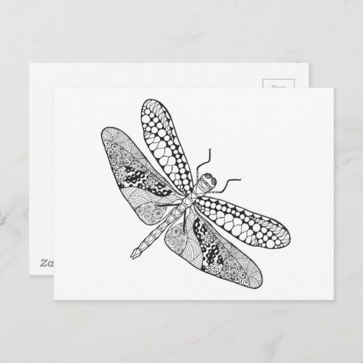 Dragonfly Zendoodle Briefkaart (Voorkant / Achterkant)