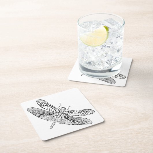 Dragonfly Zendoodle Kartonnen Onderzetters (Insitu)