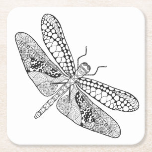 Dragonfly Zendoodle Kartonnen Onderzetters