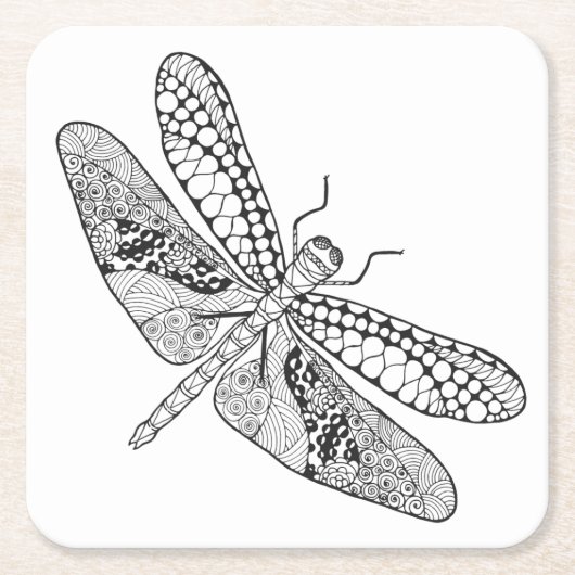 Dragonfly Zendoodle Kartonnen Onderzetters (Voorkant)