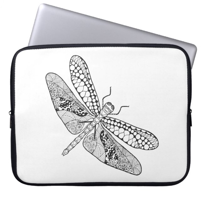 Dragonfly Zendoodle Laptop Sleeve (Voorkant)