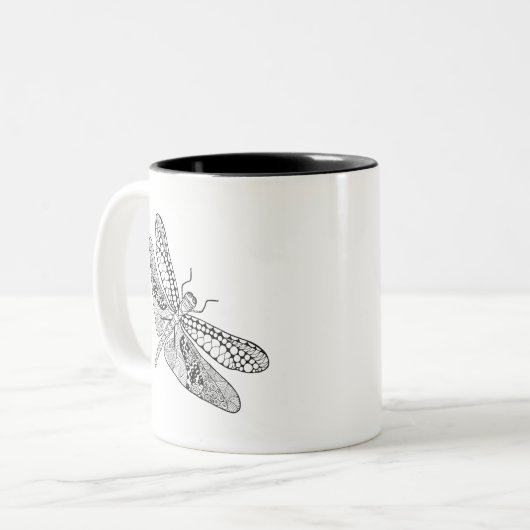 Dragonfly Zendoodle Tweekleurige Koffiemok (Voorkant links)