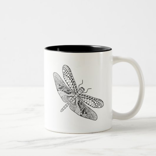 Dragonfly Zendoodle Tweekleurige Koffiemok (Rechts)