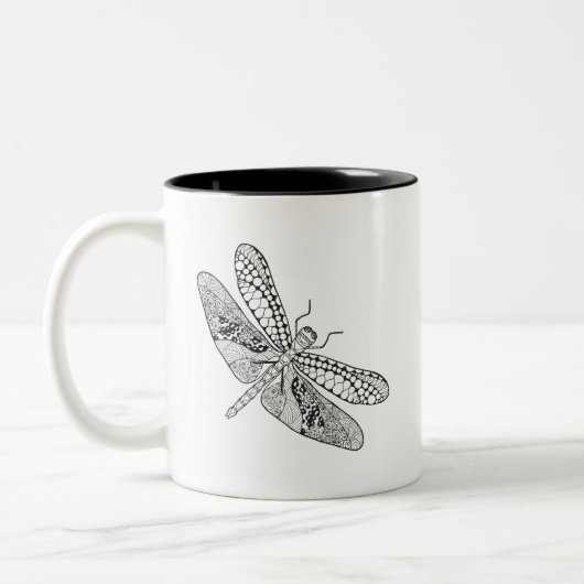 Dragonfly Zendoodle Tweekleurige Koffiemok (Links)