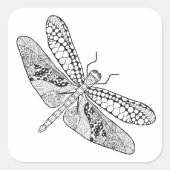 Dragonfly Zendoodle Vierkante Sticker (Voorkant)
