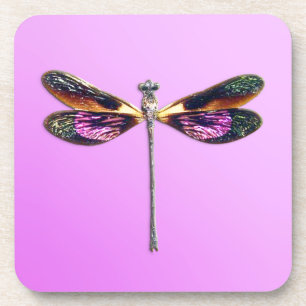 Dragonfly - zilver, goud, paars en zwart drankjes onderzetter