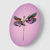 Dragonfly - zilver, goud, paars en zwart grote klok (Hoek)
