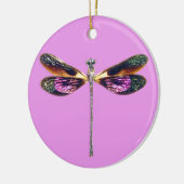 Dragonfly - zilver, goud, paars en zwart keramisch ornament (Links)