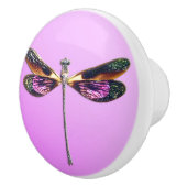 Dragonfly - zilver, goud, paars en zwart keramische knop (Rechts)