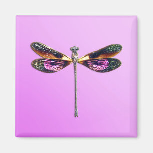 Dragonfly - zilver, goud, paars en zwart magneet