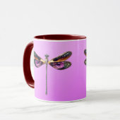 Dragonfly - zilver, goud, paars en zwart mok (Voorkant links)