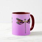 Dragonfly - zilver, goud, paars en zwart mok (Voorkant rechts)