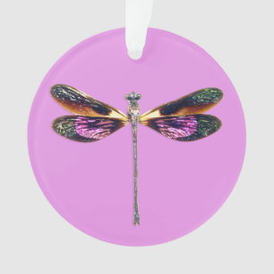 Dragonfly - zilver, goud, paars en zwart ornament