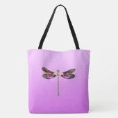 Dragonfly - zilver, goud, paars en zwart tote bag (Achterkant)