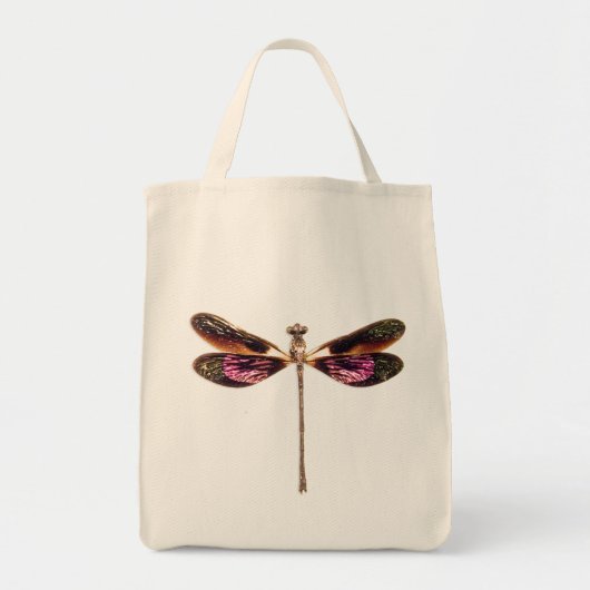 Dragonfly - Zilver, goud, Paars en zwart Tote Bag (Voorkant)