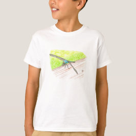 Dragonfly zittend op een rail, in waterverf t - sh t-shirt