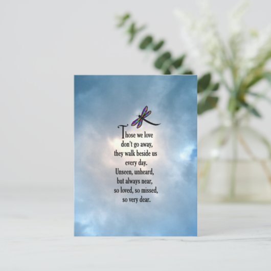 Dragonfly "Zo geliefd" gedicht Briefkaart (Staand voorkant)