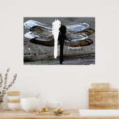 Dragonfly (zwarte en witte doorsnede) poster (Keuken)