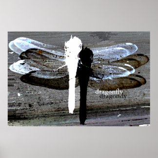 Dragonfly (zwarte en witte doorsnede) poster