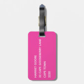 Dragonfruit roze kleurnaam bagagelabel (Achterkant verticaal)