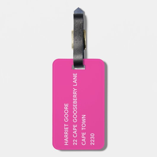 Dragonfruit roze kleurnaam bagagelabel (Achterkant verticaal)