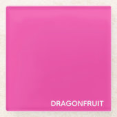 Dragonfruit roze kleurnaam glazen onderzetter (Voorkant)