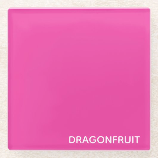 Dragonfruit roze kleurnaam glazen onderzetter (Voorkant)