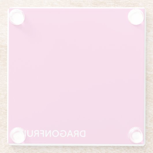 Dragonfruit roze kleurnaam glazen onderzetter (Achterkant)