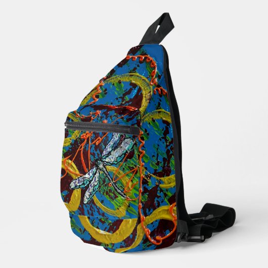 dragongfly abstracte Sling Bag (Rechterhoek)