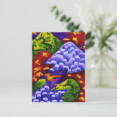 Dragonland, Abstracte groene trekkers, blauwe berg Briefkaart (Staand voorkant)