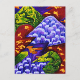 Dragonland, Abstracte groene trekkers, blauwe berg Briefkaart