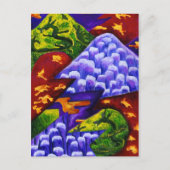 Dragonland, Abstracte groene trekkers, blauwe berg Briefkaart (Voorkant)