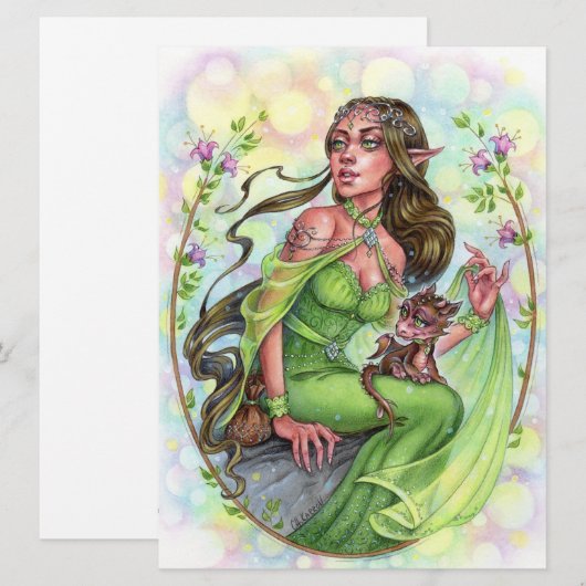 Dragonling Art Kaart Elves Fantasy Sprookje Fae (Voorkant / Achterkant)