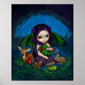 Dragonling Garden 3 fantasy fairy dragon Art Print (Voorkant)