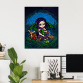 Dragonling Garden 3 fantasy fairy dragon Art Print (Thuiskantoor)