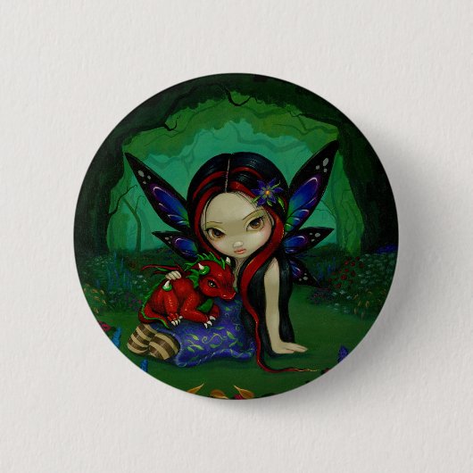 "Dragonling Garden I"-Button Ronde Button 5,7 Cm (Voorkant)