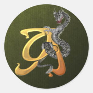 Dragonlore Initiaal A Ronde Sticker
