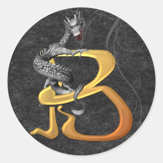 Dragonlore Initiaal B Ronde Sticker (Voorkant)
