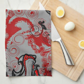 Dragons Abstracte kunst Theedoek (Quarter Fold)