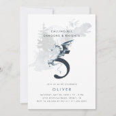 Dragons and Knight Boy Theme 5th Birthday Kaart (Voorkant)