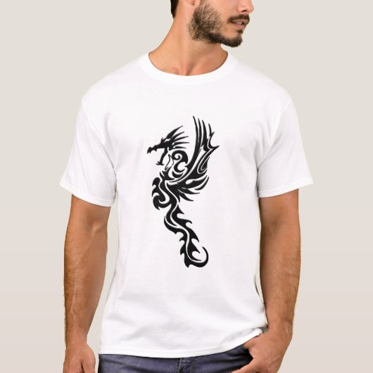 Dragons bezitten de Skies - Black Dragon Silhouett T-shirt (Voorkant)