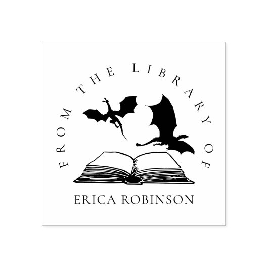  Dragons Book Custom Name Library Rubberstempel (Afrduk)